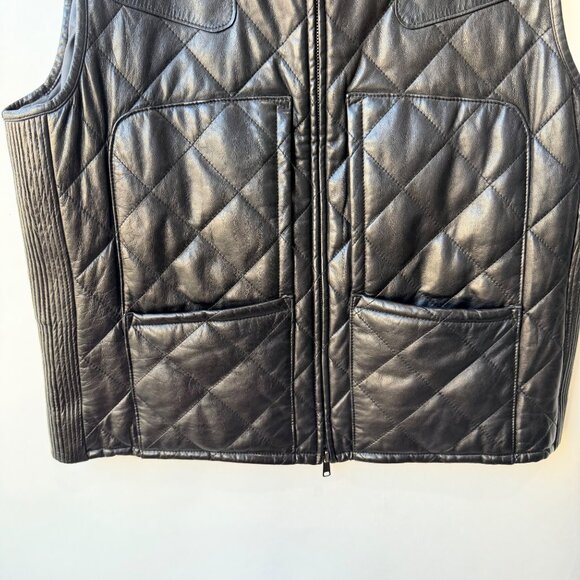 Title: Polo Ralph Lauren Vintage Quilted Soft Leather Vest Men’s L Black - Picture 5 of 5